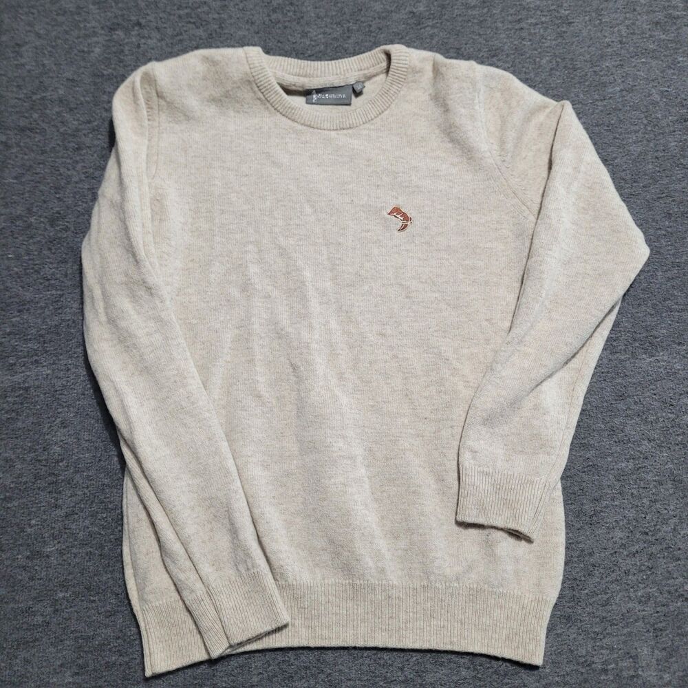 Glenmuir Medium sweatshirt sweater 100% lambswool ribbed cream logo golf